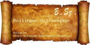 Bollinger Szilveszter névjegykártya